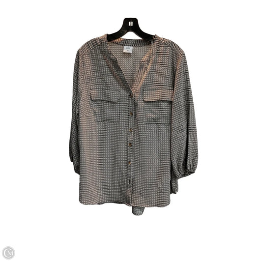 Top Long Sleeve By Croft And Barrow In Black & White, Size: Xl