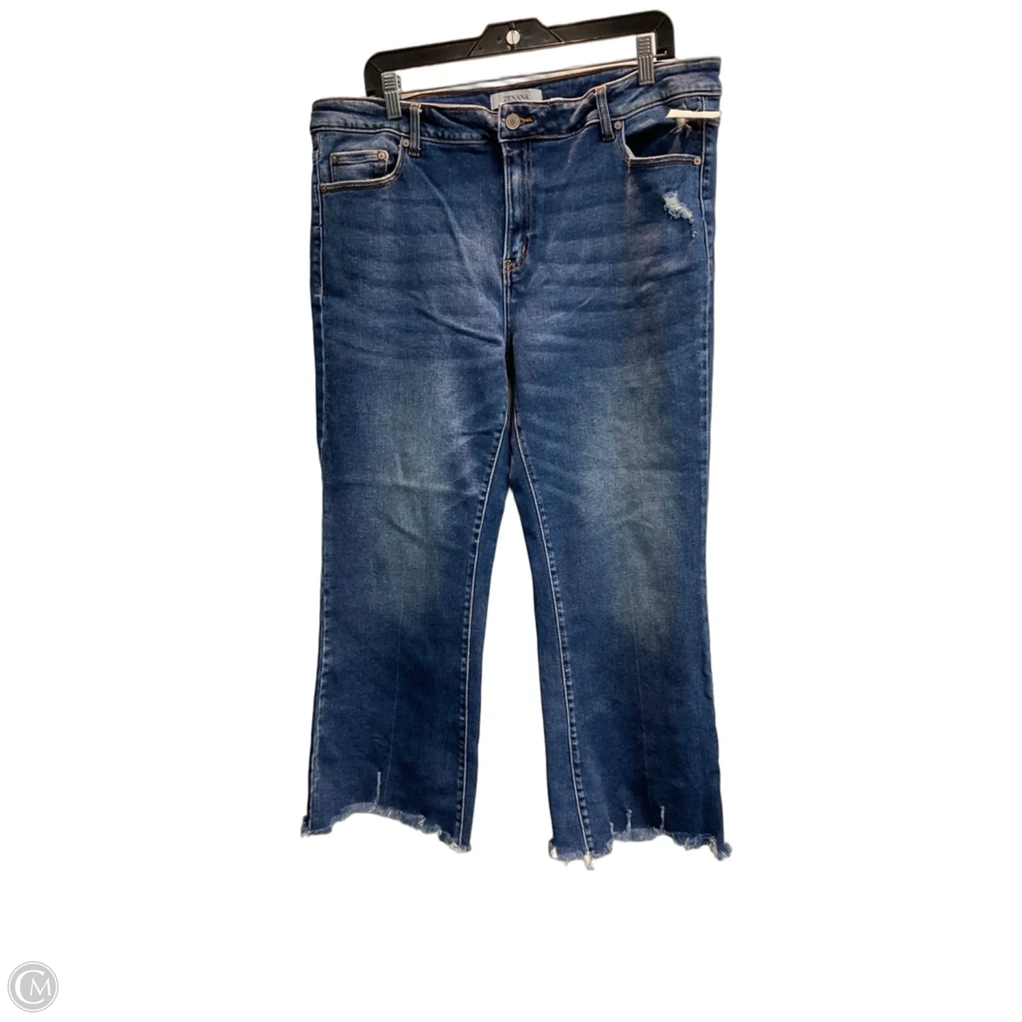 Jeans Cropped By Zenana In Blue Denim, Size: 14