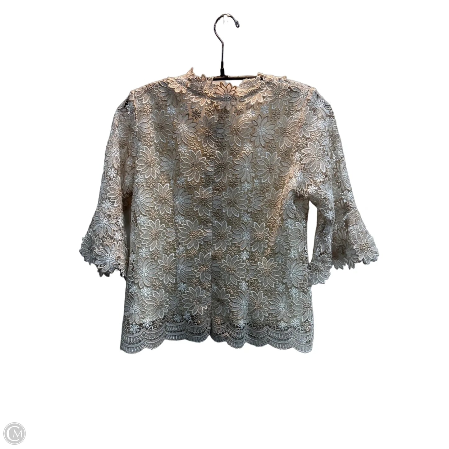 Top Short Sleeve By Clothes Mentor In Tan & White, Size: M