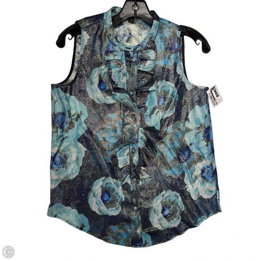 Top Sleeveless By J. Crew In Blue & Silver, Size: Xxs