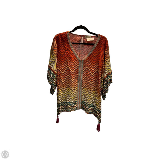 Top Short Sleeve By Democracy In Orange & Yellow, Size: M