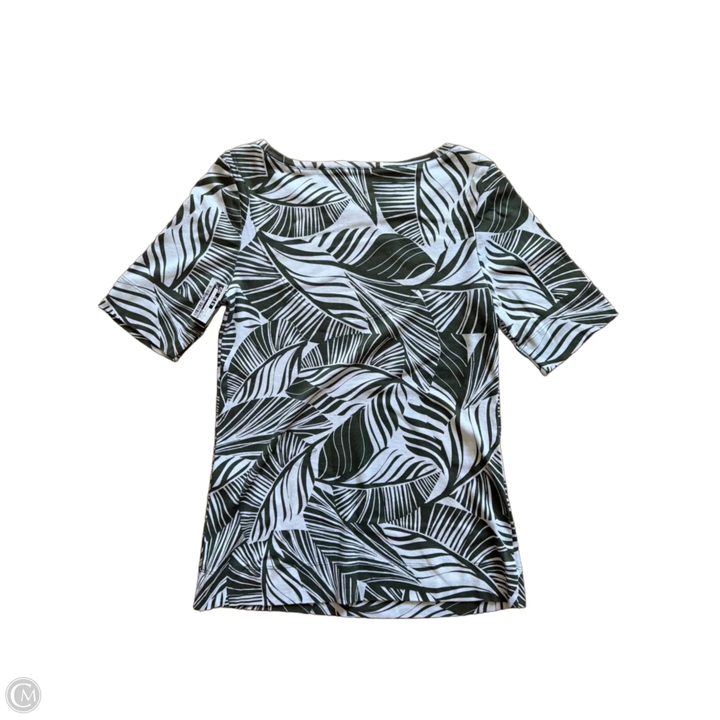 Top Short Sleeve By Chicos In Green & White, Size: S