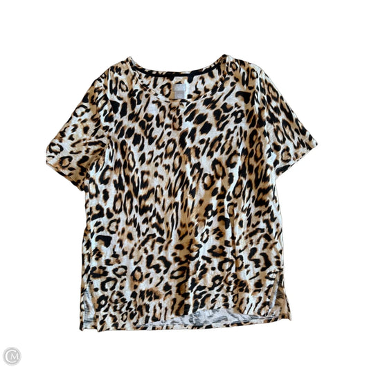 Top Short Sleeve By Chicos In Leopard Print, Size: M