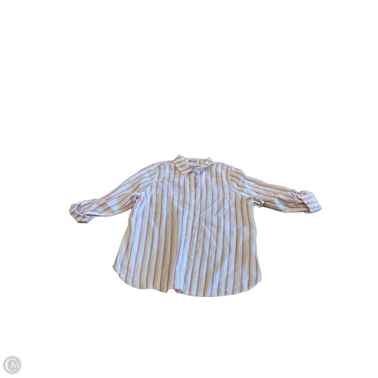 Blouse Long Sleeve By Chicos In Striped Pattern, Size: L