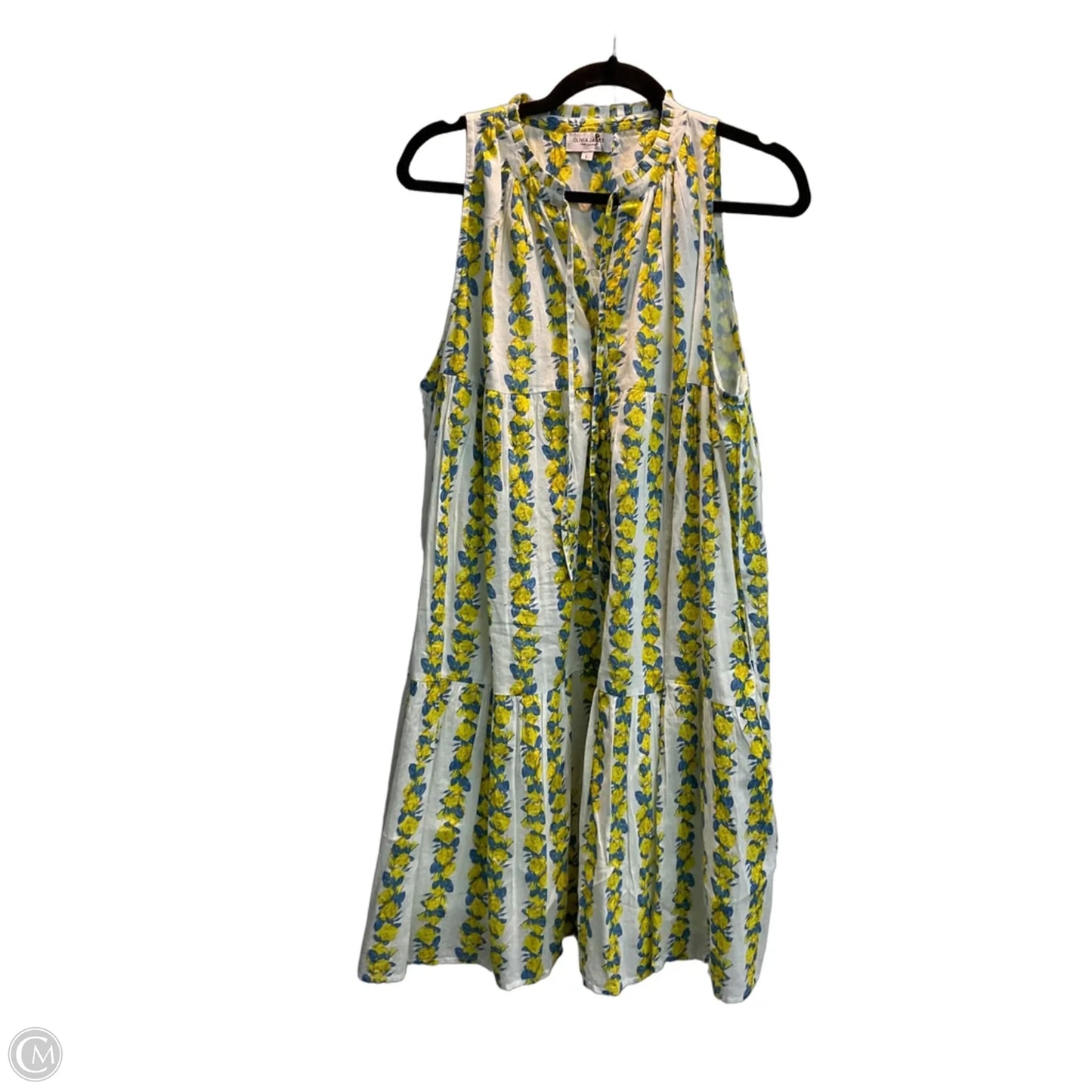 Dress Casual Midi By Clothes Mentor In Blue & Yellow, Size: L