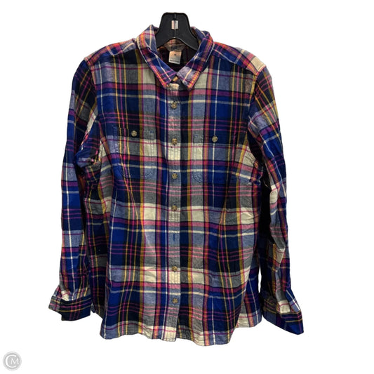Top Long Sleeve By Duluth Trading In Plaid Pattern, Size: M