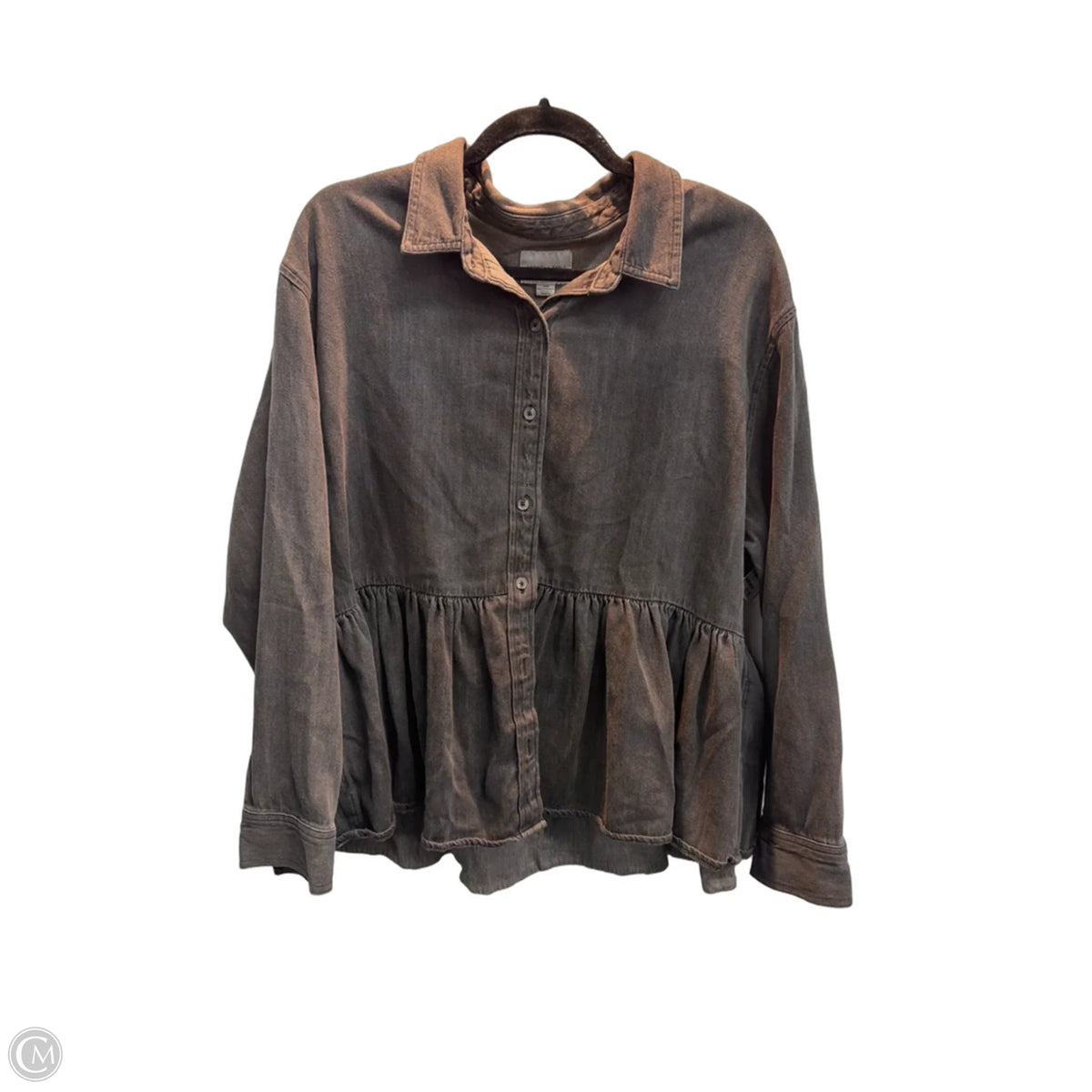 Top Long Sleeve By American Eagle In Grey, Size: L