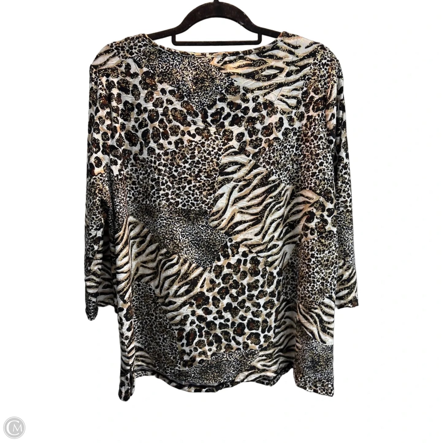 Top 3/4 Sleeve Basic By Emily Daniels In Animal Print, Size: Xl