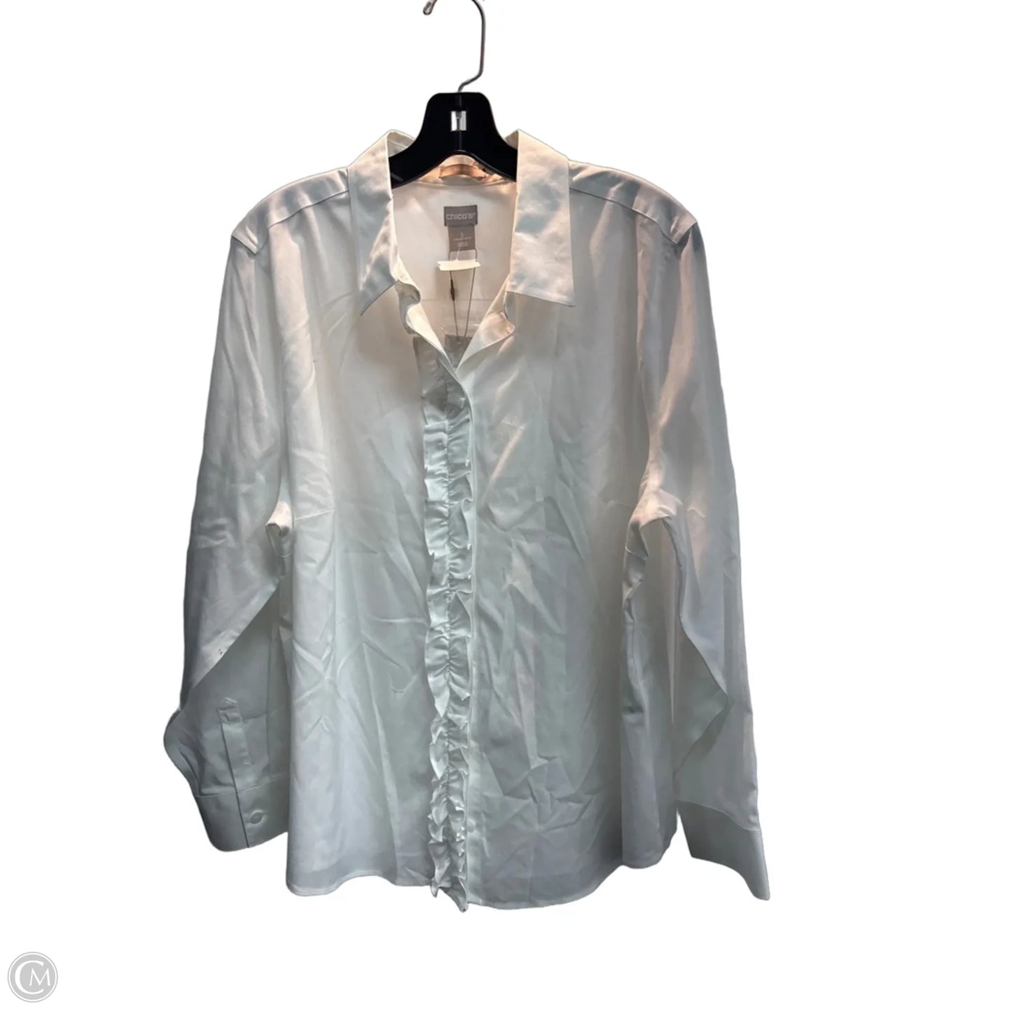 Blouse Long Sleeve By Chicos In White, Size: Xl
