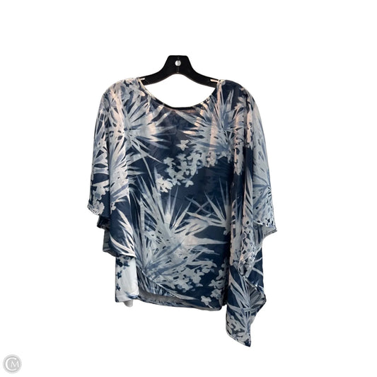 Top Short Sleeve By Chicos In Blue & White, Size: Xl