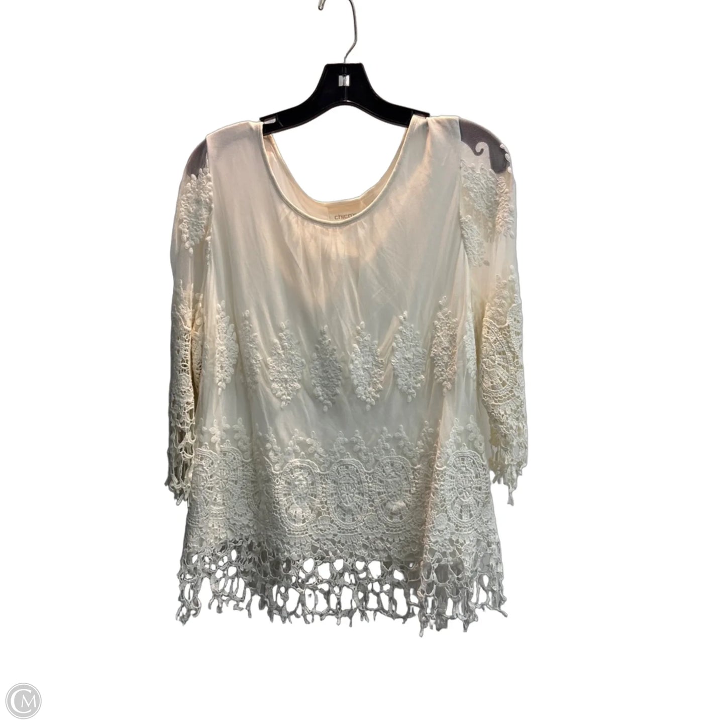 Top 3/4 Sleeve By Chicos In Cream, Size: M
