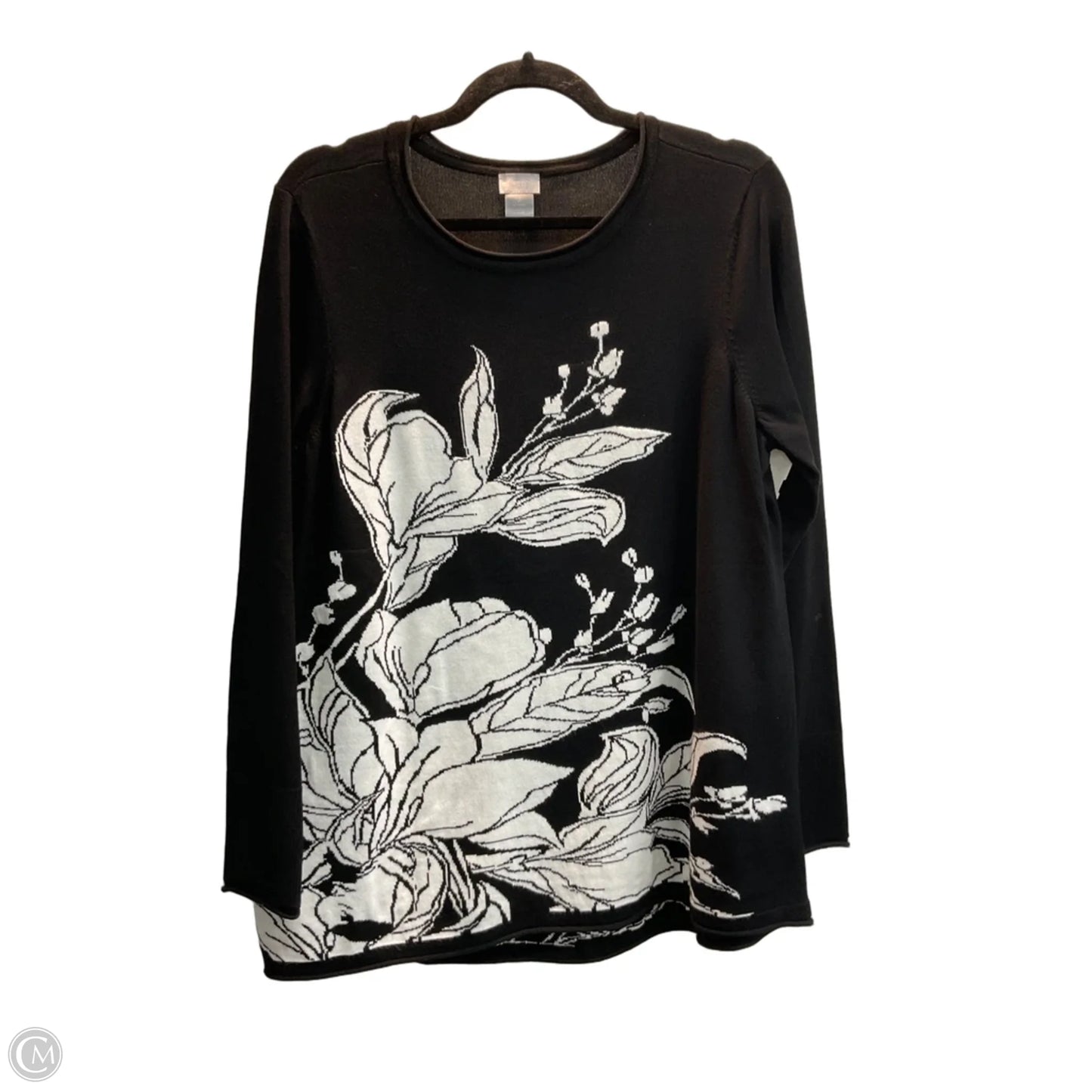 Sweater By Chicos In Black & Cream, Size: M