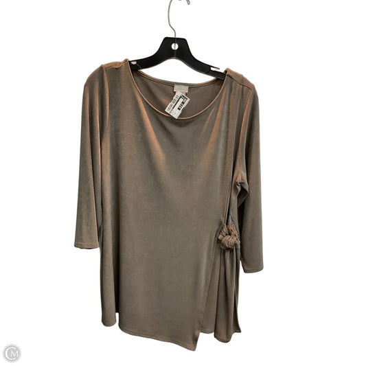 Top Long Sleeve By Chicos In Taupe, Size: M