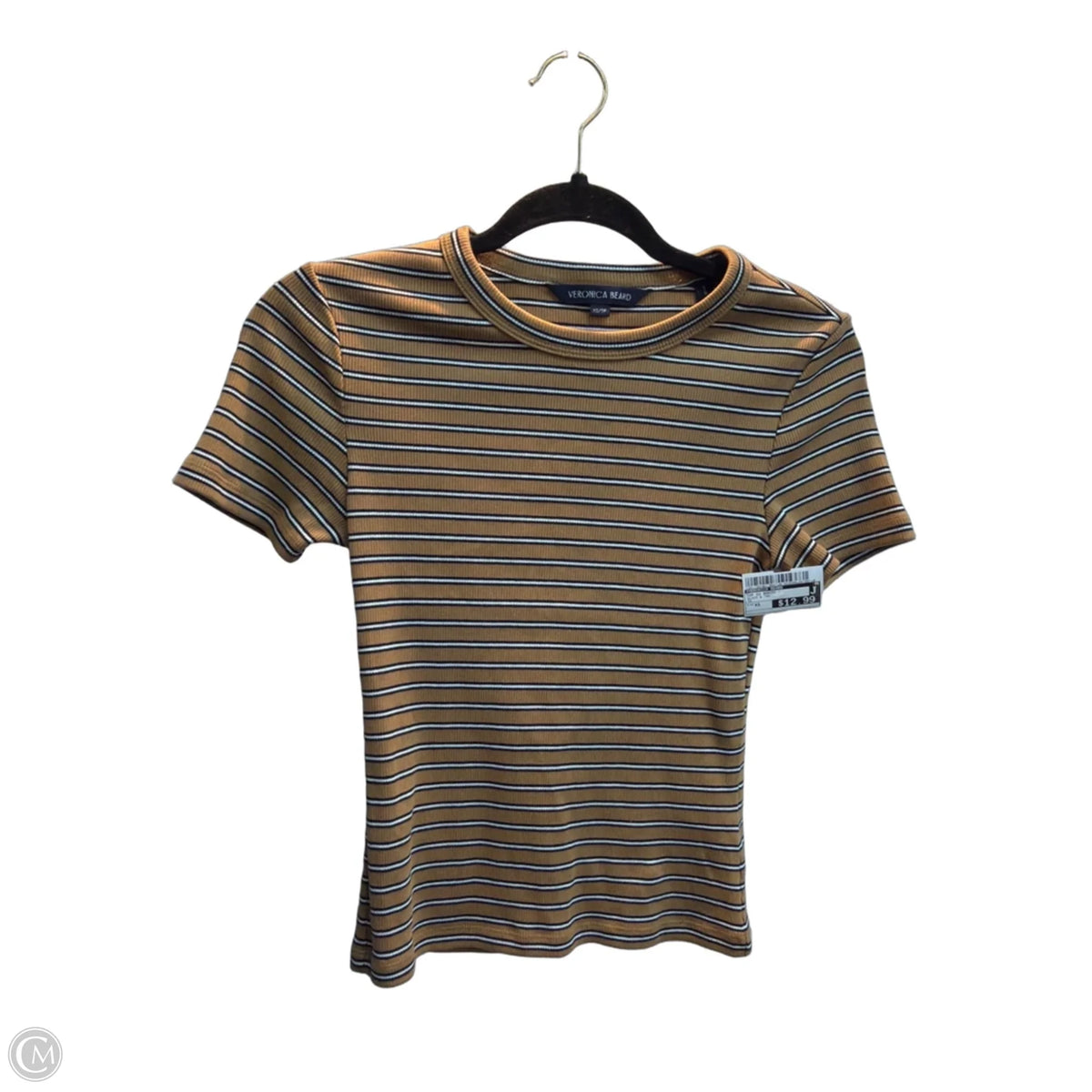 Top Short Sleeve Basic By Veronica Beard In Black & Tan, Size: Xs