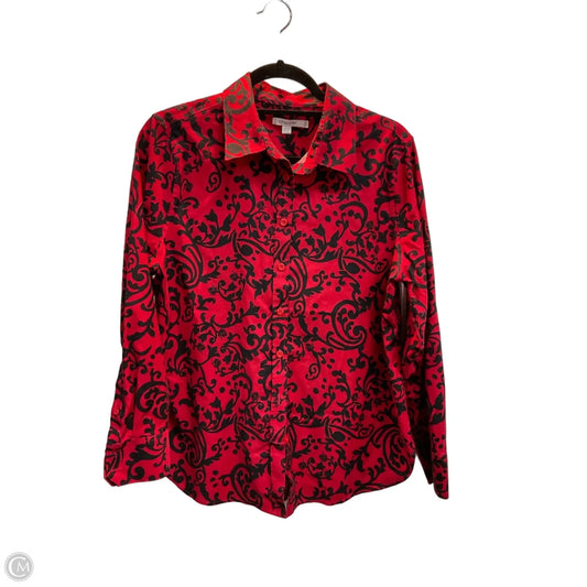 Blouse Long Sleeve By Chicos In Black & Red, Size: M