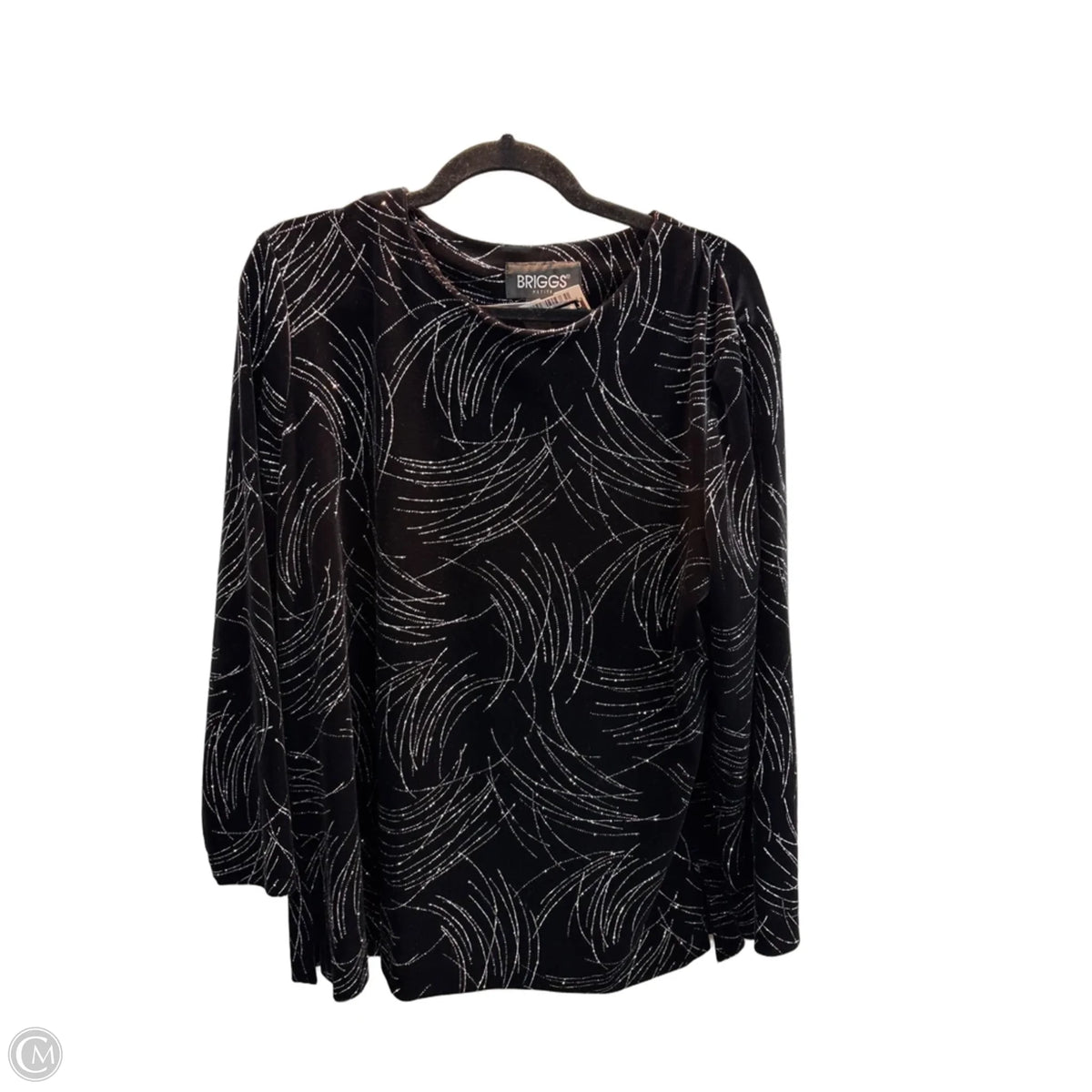 Top Long Sleeve By Briggs In Black & Silver, Size: Lp