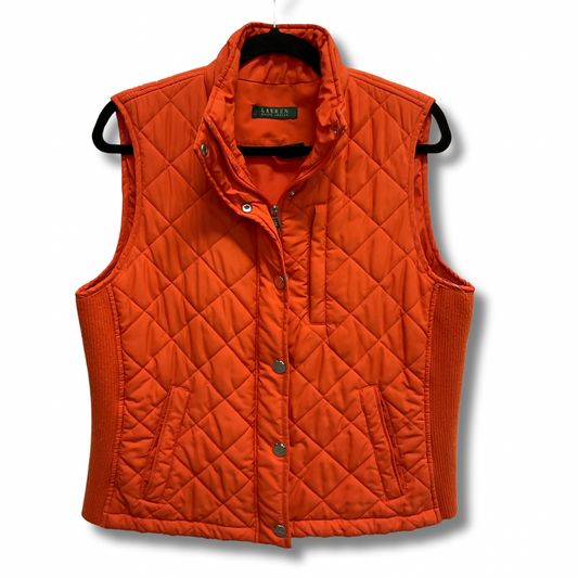 Vest Puffer & Quilted By Lauren By Ralph Lauren In Orange, Size: L