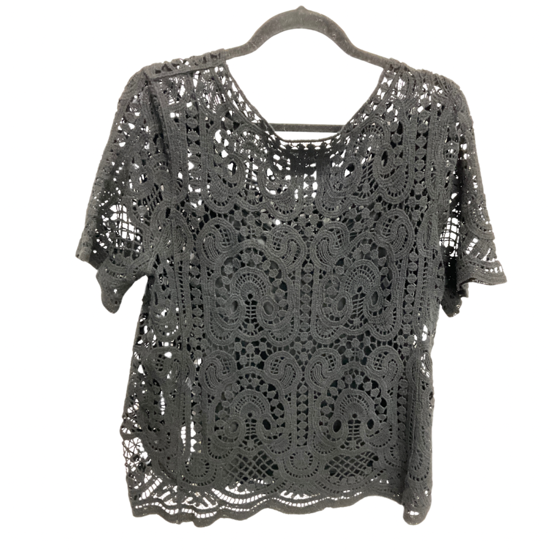 Top 2pc Short Sleeve By Adiva In Black, Size: L