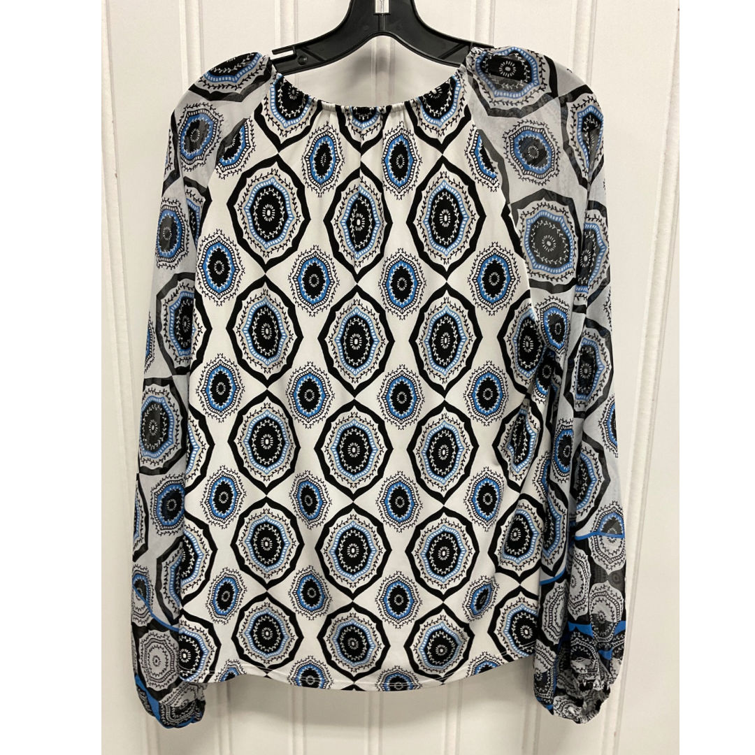 Top Long Sleeve By White House Black Market In Black & Blue, Size: L