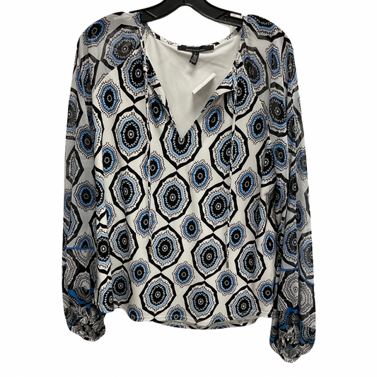 Top Long Sleeve By White House Black Market In Black & Blue, Size: L