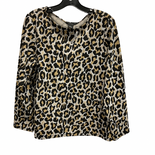 Top Long Sleeve By Investments In Animal Print, Size: L