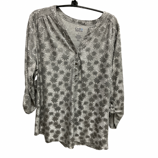 Top 3/4 Sleeve By Croft And Barrow In Grey, Size: L