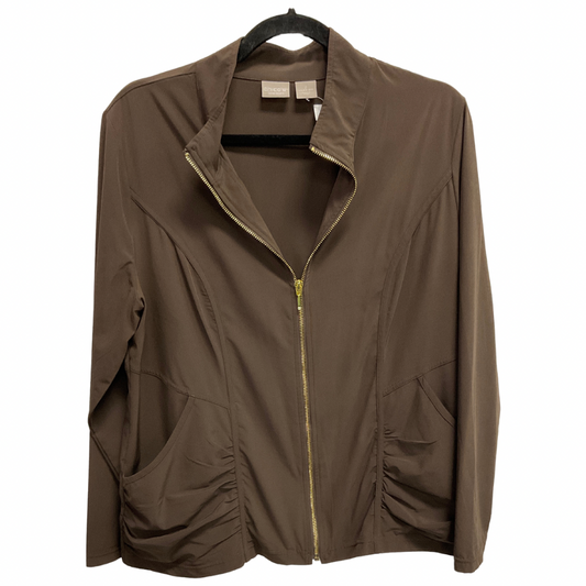 Jacket Windbreaker By Chicos In Brown, Size: L