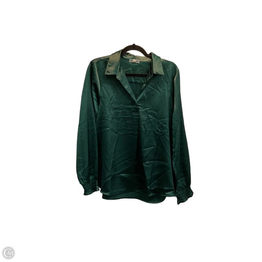 Blouse Long Sleeve By Pleione In Green, Size: L
