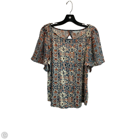 Top Short Sleeve By Lucky Brand In Blue & Orange, Size: M