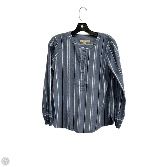 Blouse Long Sleeve By Loft In Striped Pattern, Size: S
