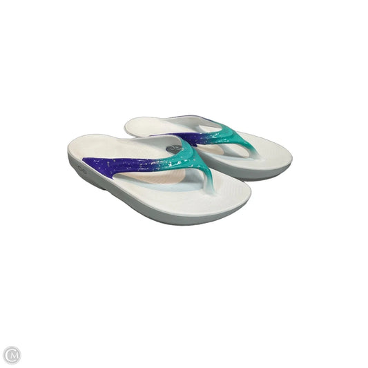Sandals Flip Flops By Oofos In Teal, Size: 7