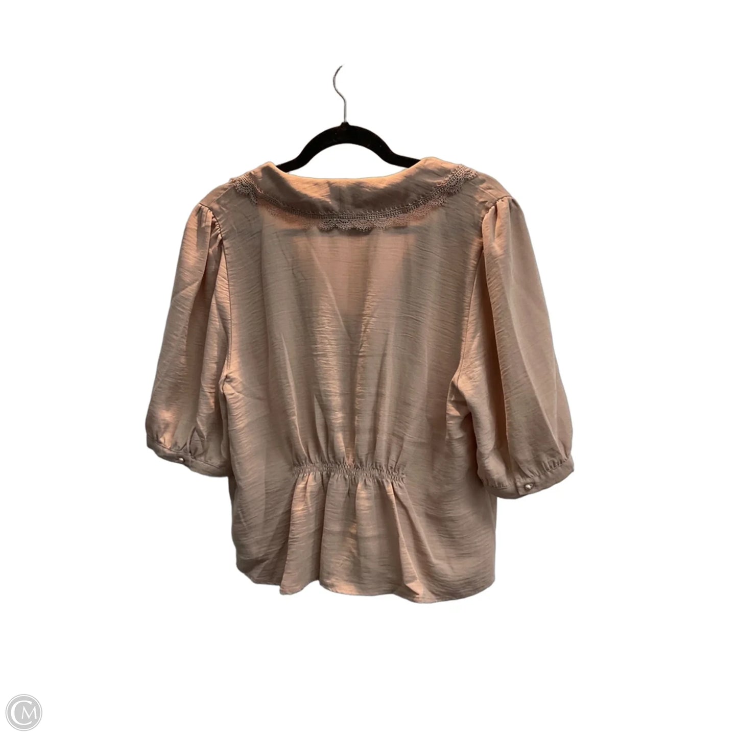 Blouse 3/4 Sleeve By Clothes Mentor In Tan, Size: L