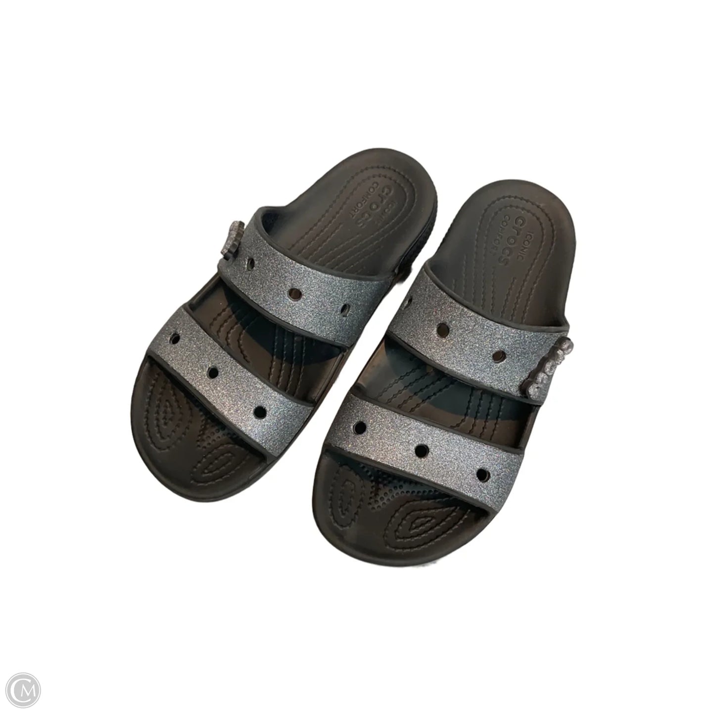 Sandals Flats By Crocs In Silver, Size: 7