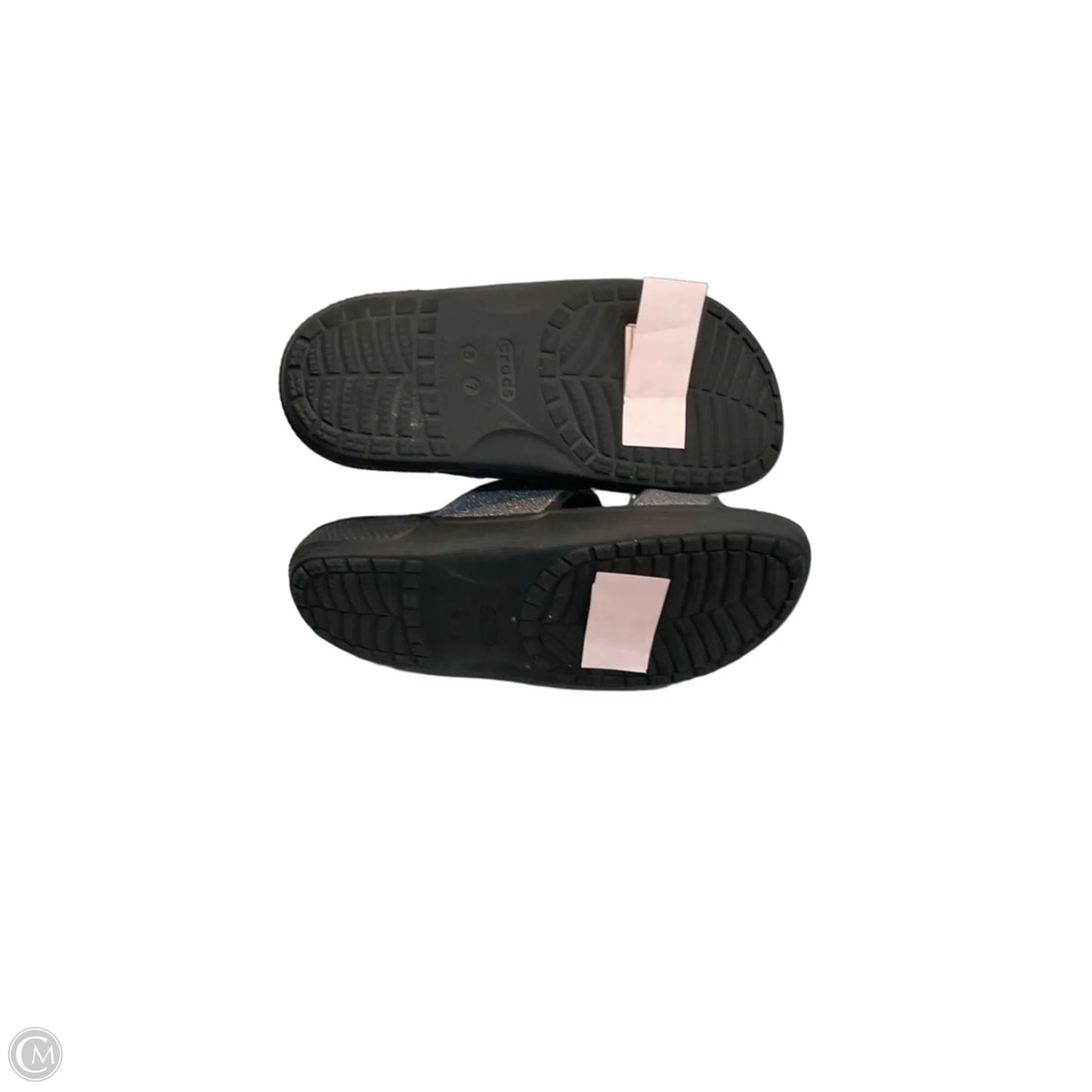 Sandals Flats By Crocs In Silver, Size: 7