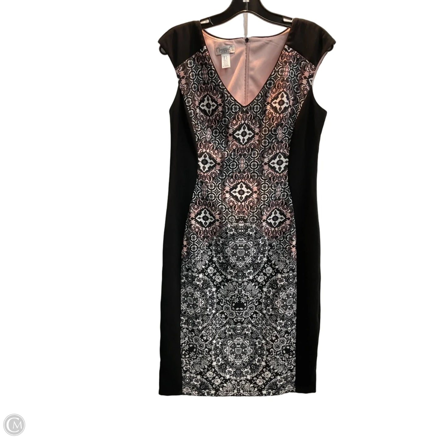 Dress Casual Midi By Maggy London In Black & Pink, Size: 8