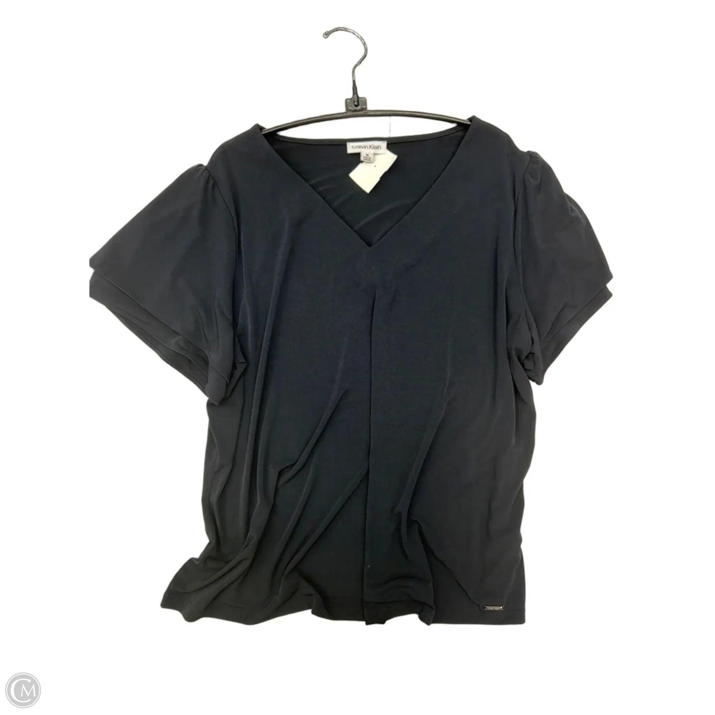 Top Short Sleeve By Calvin Klein In Black, Size: 1x