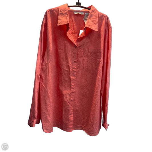 Blouse Long Sleeve By Keren Hart In Peach, Size: 1x