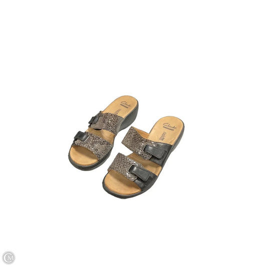 Sandals Heels Wedge By Clarks In Brown, Size: 6