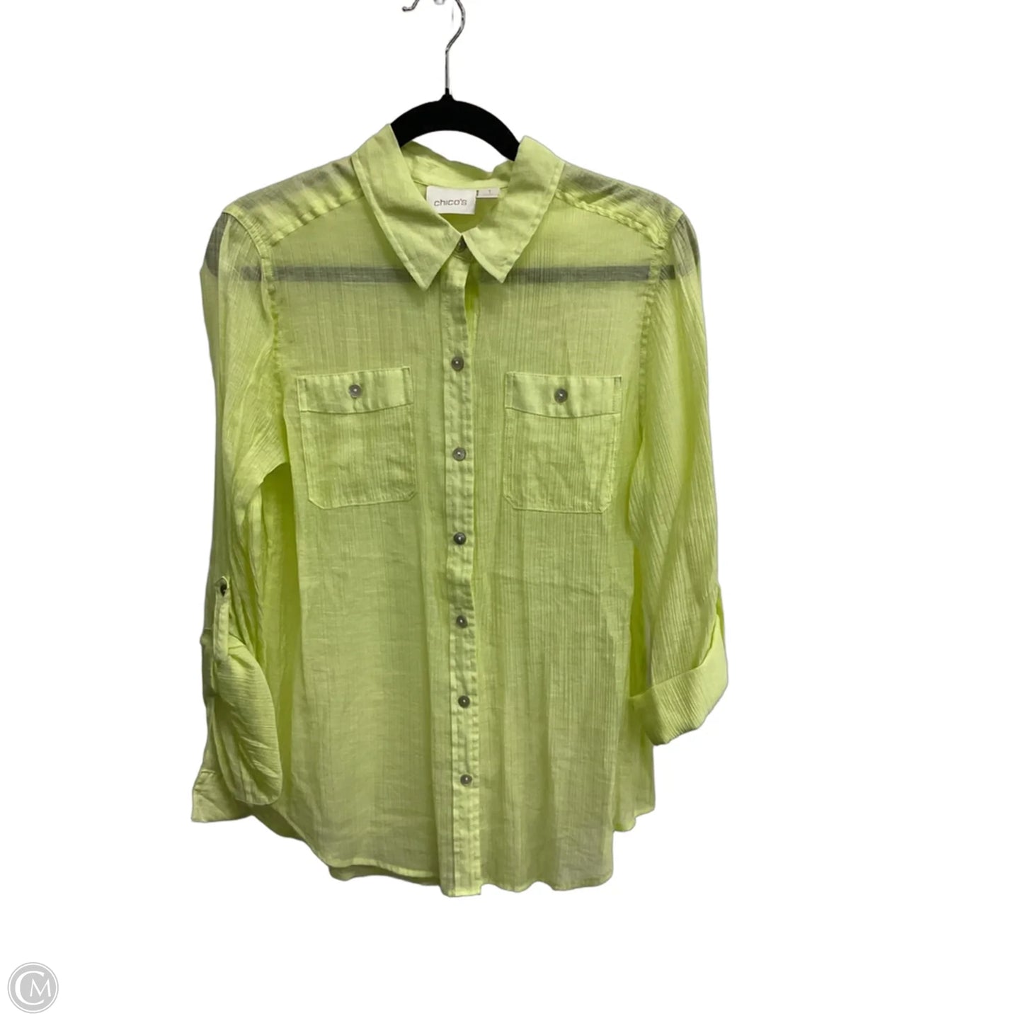 Blouse Long Sleeve By Chicos In Yellow, Size: S