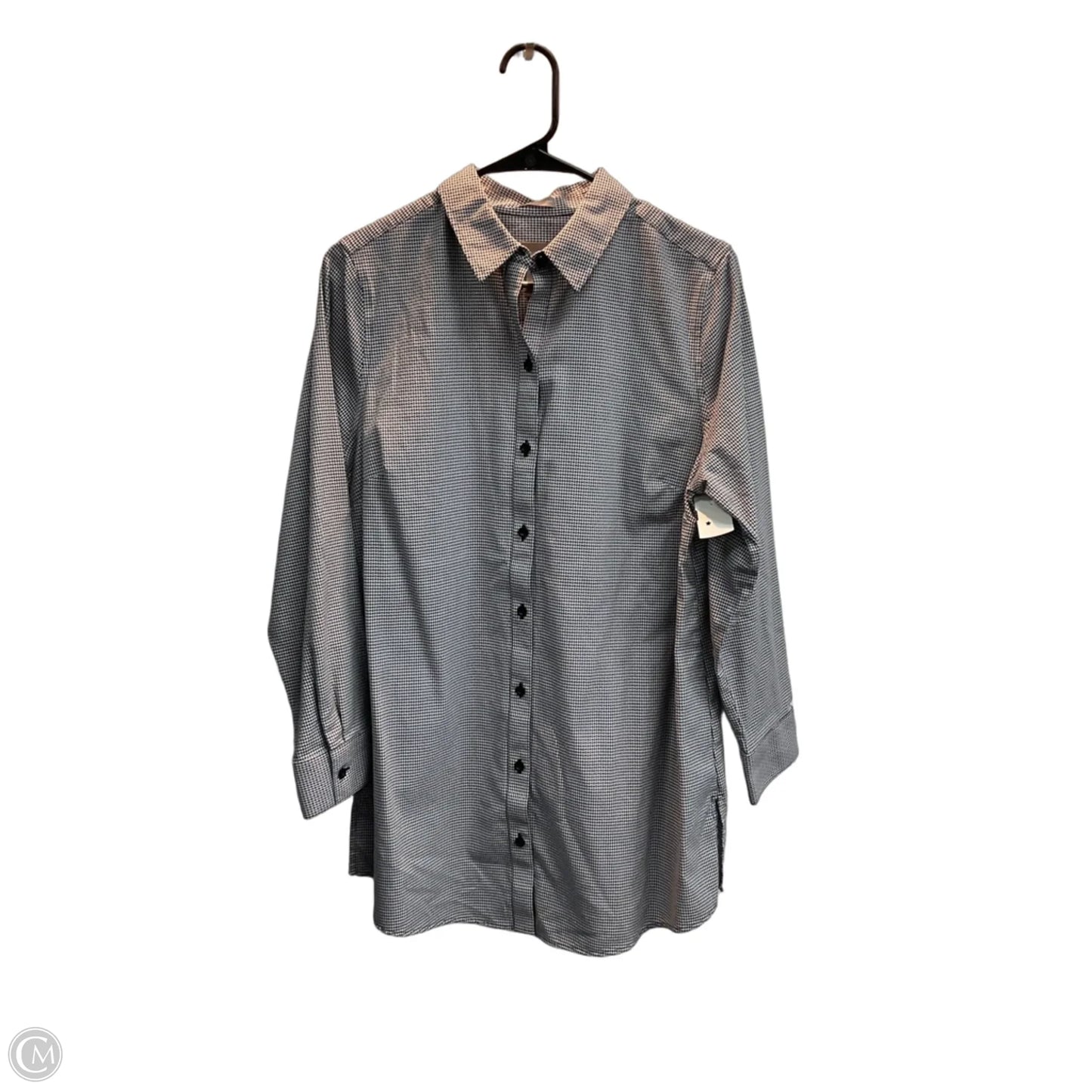 Blouse Long Sleeve By Chicos In Checkered Pattern, Size: S