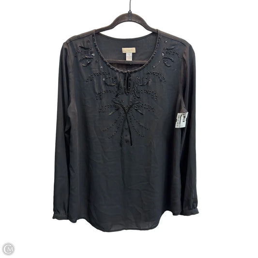Blouse Long Sleeve By Chicos In Black, Size: S