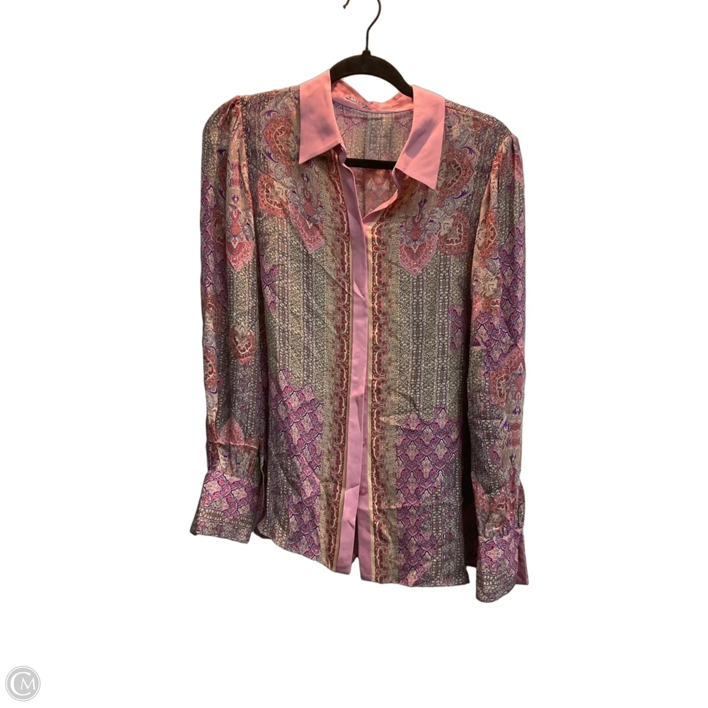 Blouse Long Sleeve By Elie Tahari In Paisley Print, Size: L