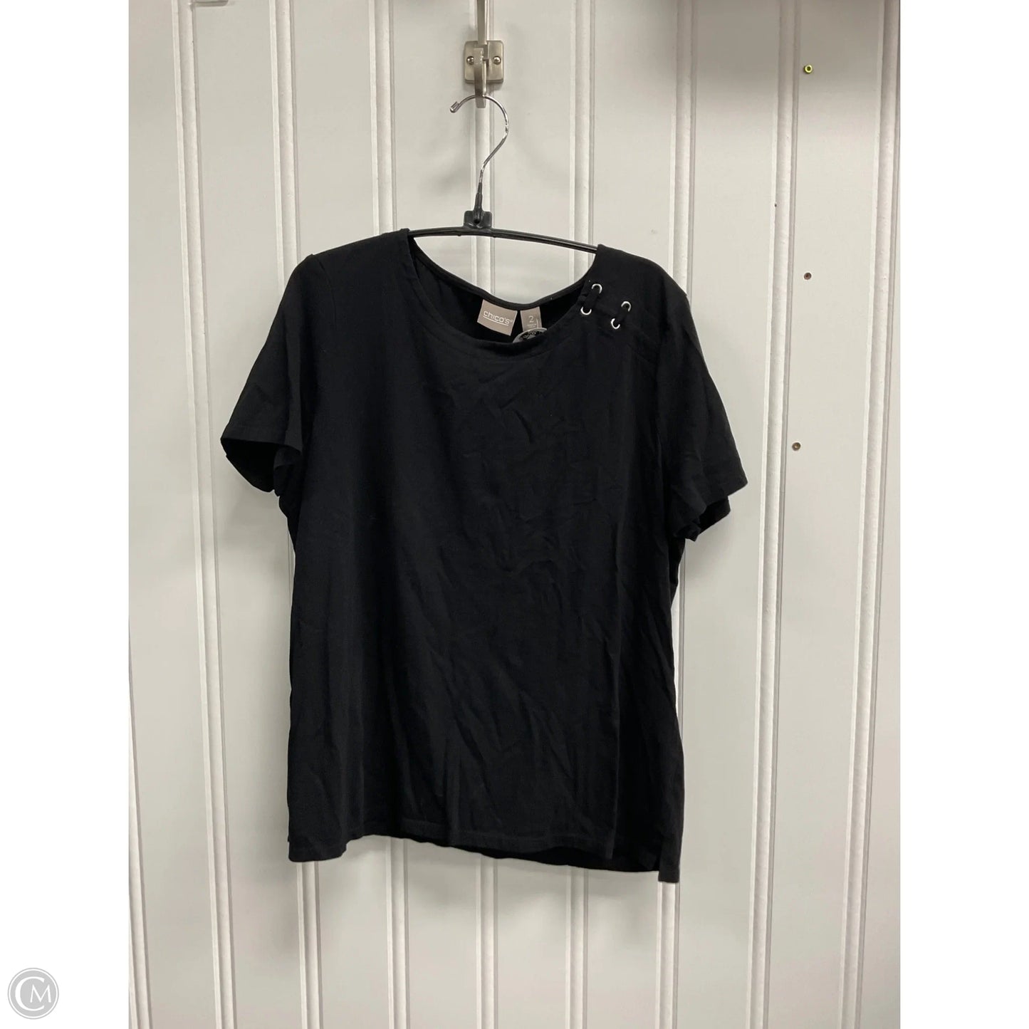 Top Short Sleeve By Chicos In Black, Size: L