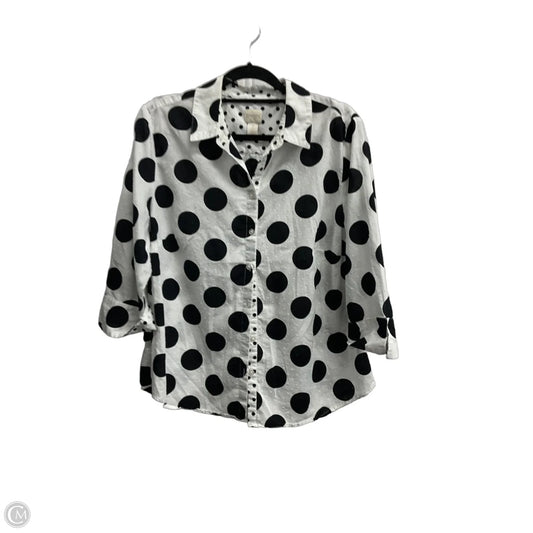 Blouse 3/4 Sleeve By Chicos In Polkadot Pattern, Size: Xl