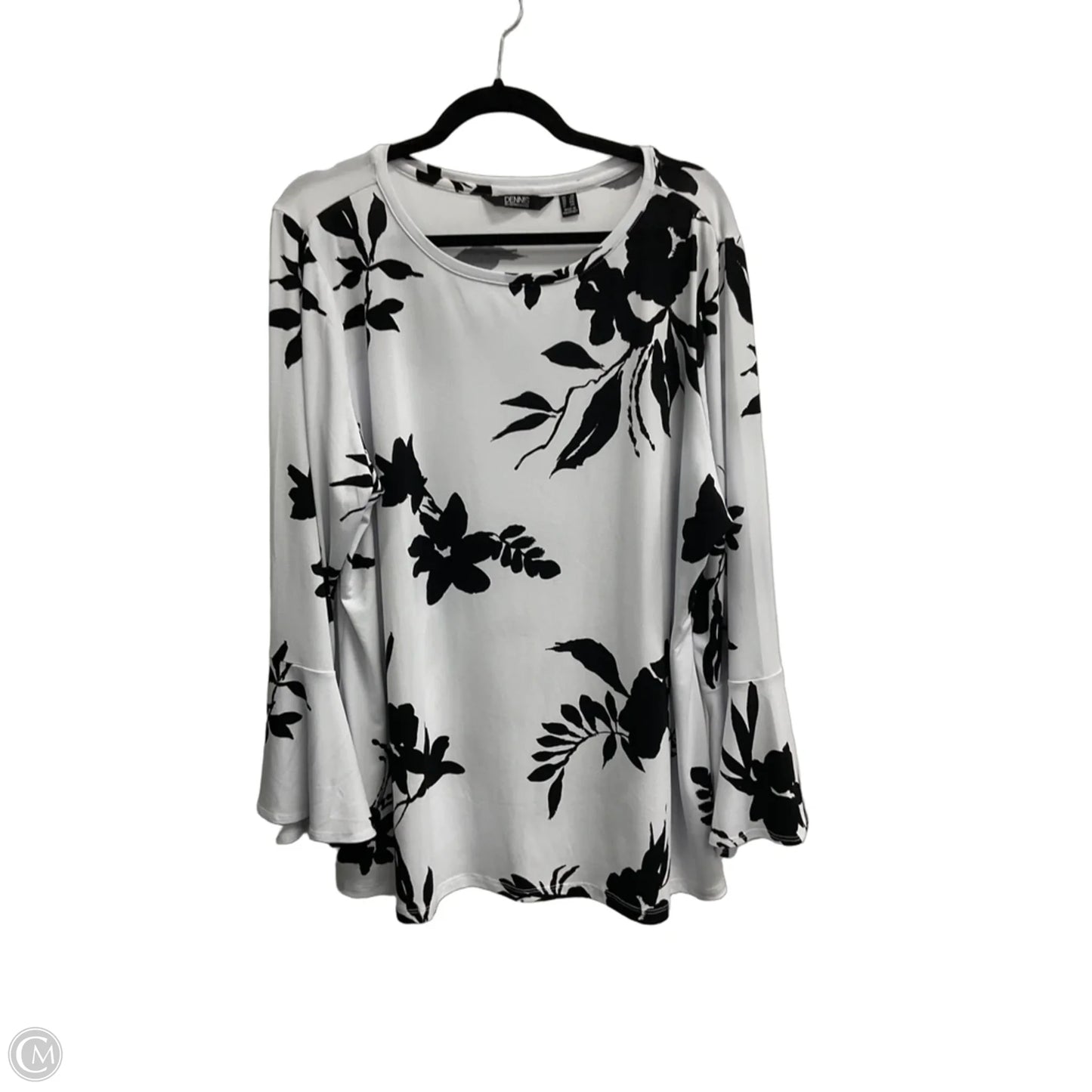 Top 3/4 Sleeve By Dennis Basso Qvc In Floral Print, Size: 2x
