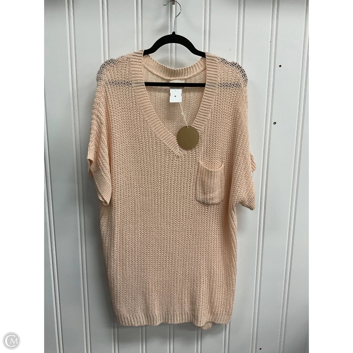 Sweater Short Sleeve By Bibi In Peach, Size: Xl