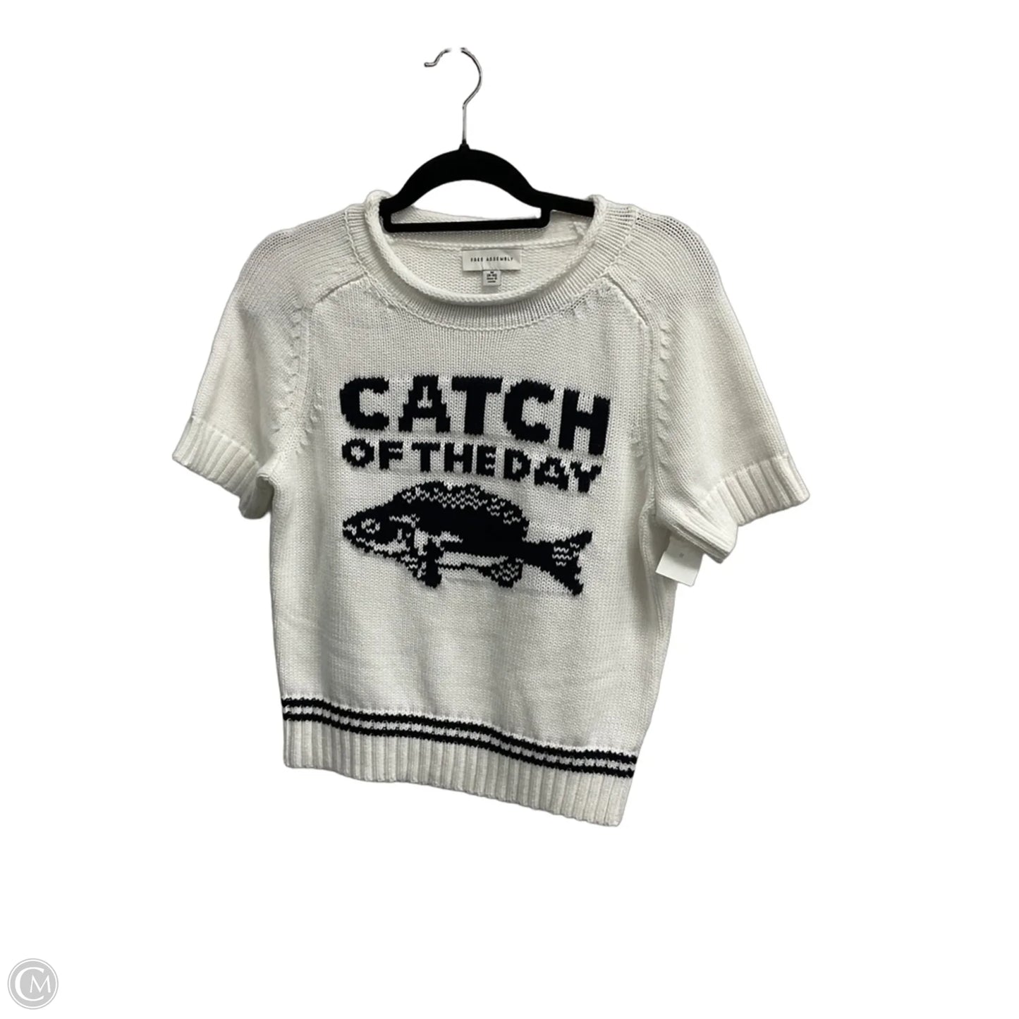Sweater Short Sleeve By Free Assembly In White, Size: M