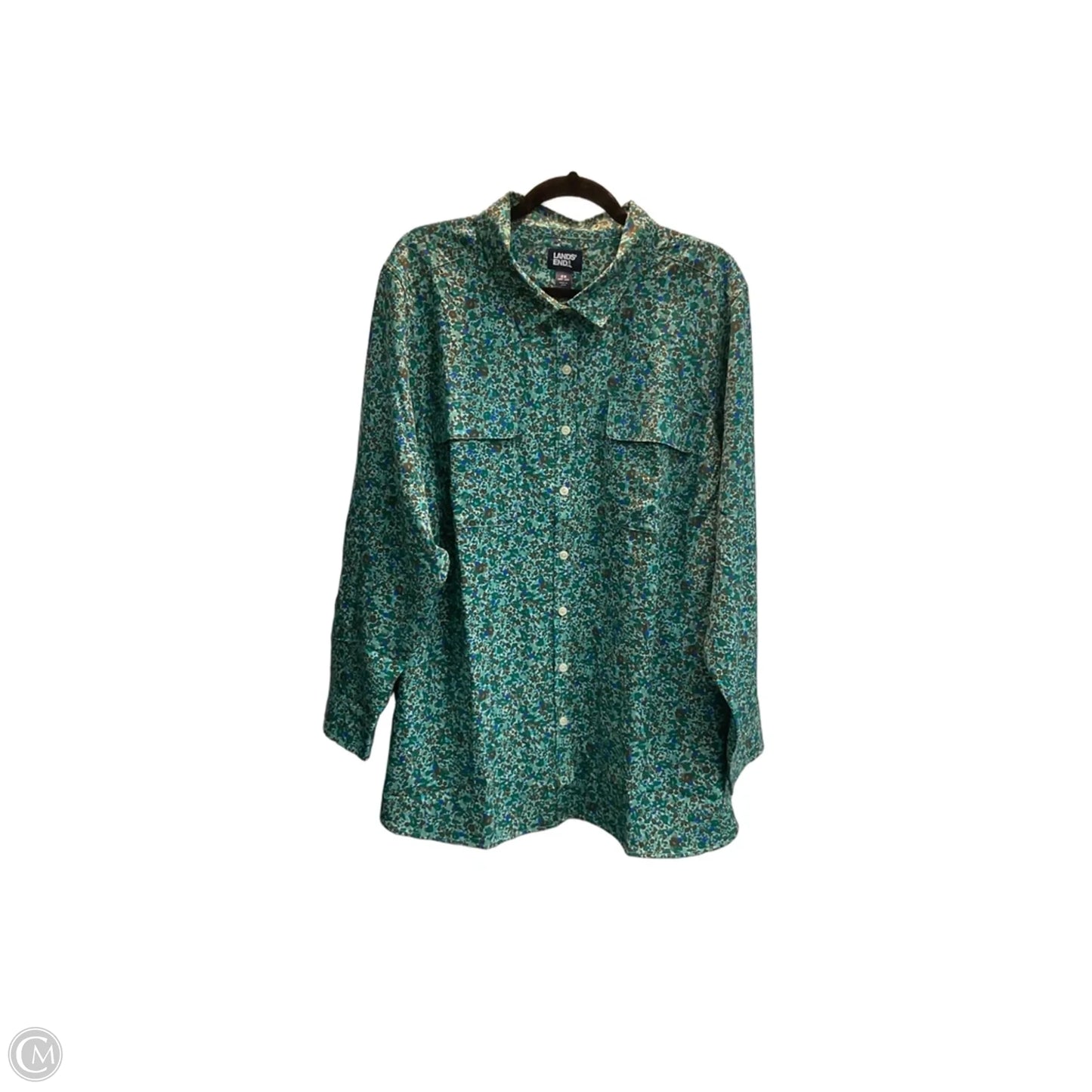 Top 3/4 Sleeve By Lands End In Striped Pattern, Size: 22