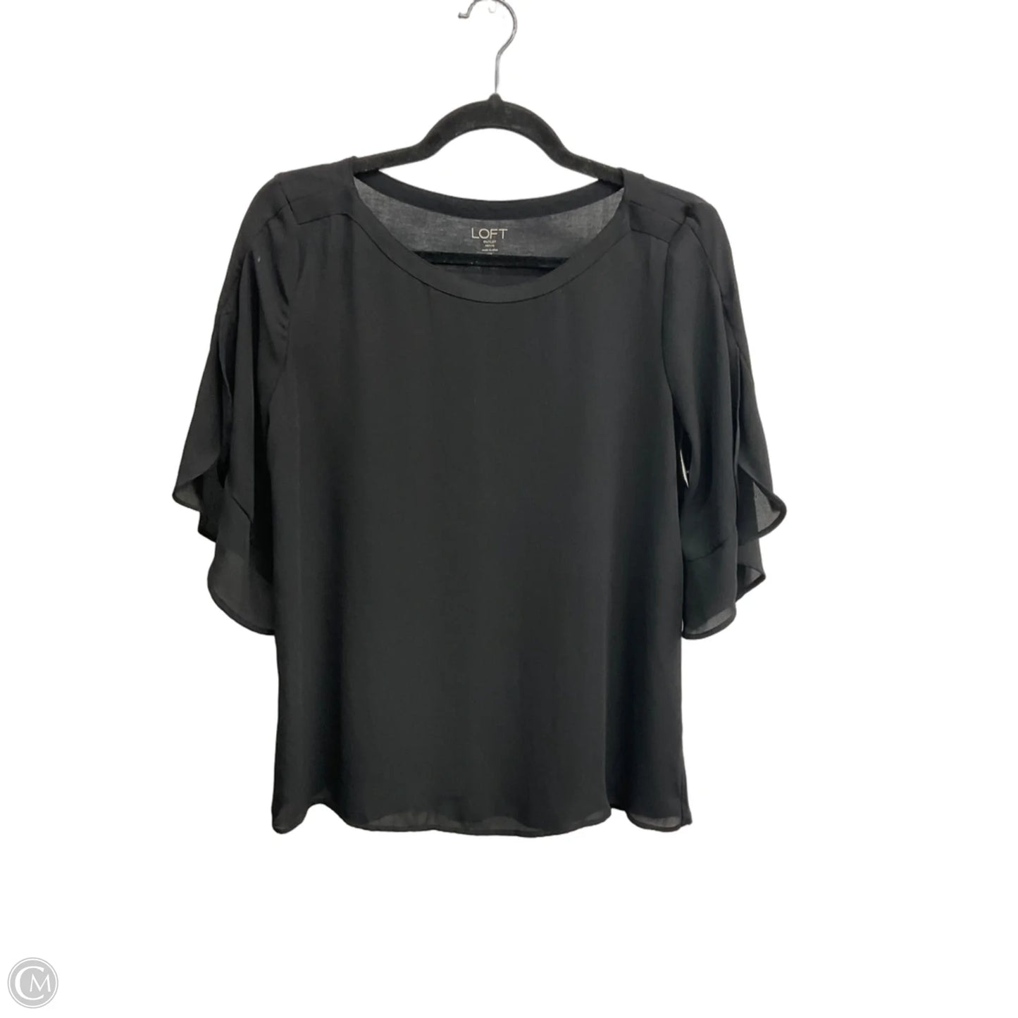 Top Short Sleeve By Loft In Black, Size: S