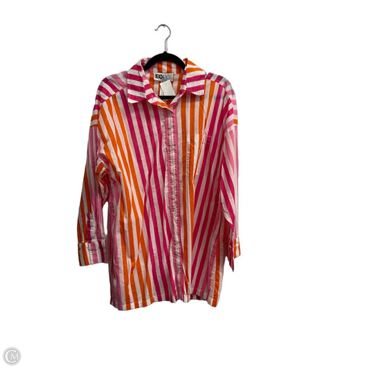 Blouse Long Sleeve By Beach Riot In Striped Pattern, Size: L